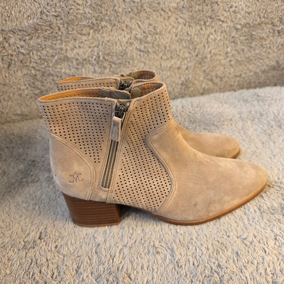 Johnston & Murphy Womens‎ Suede Perforated Ankle Boots Double Zip Booties 9M NEW - Picture 5 of 8